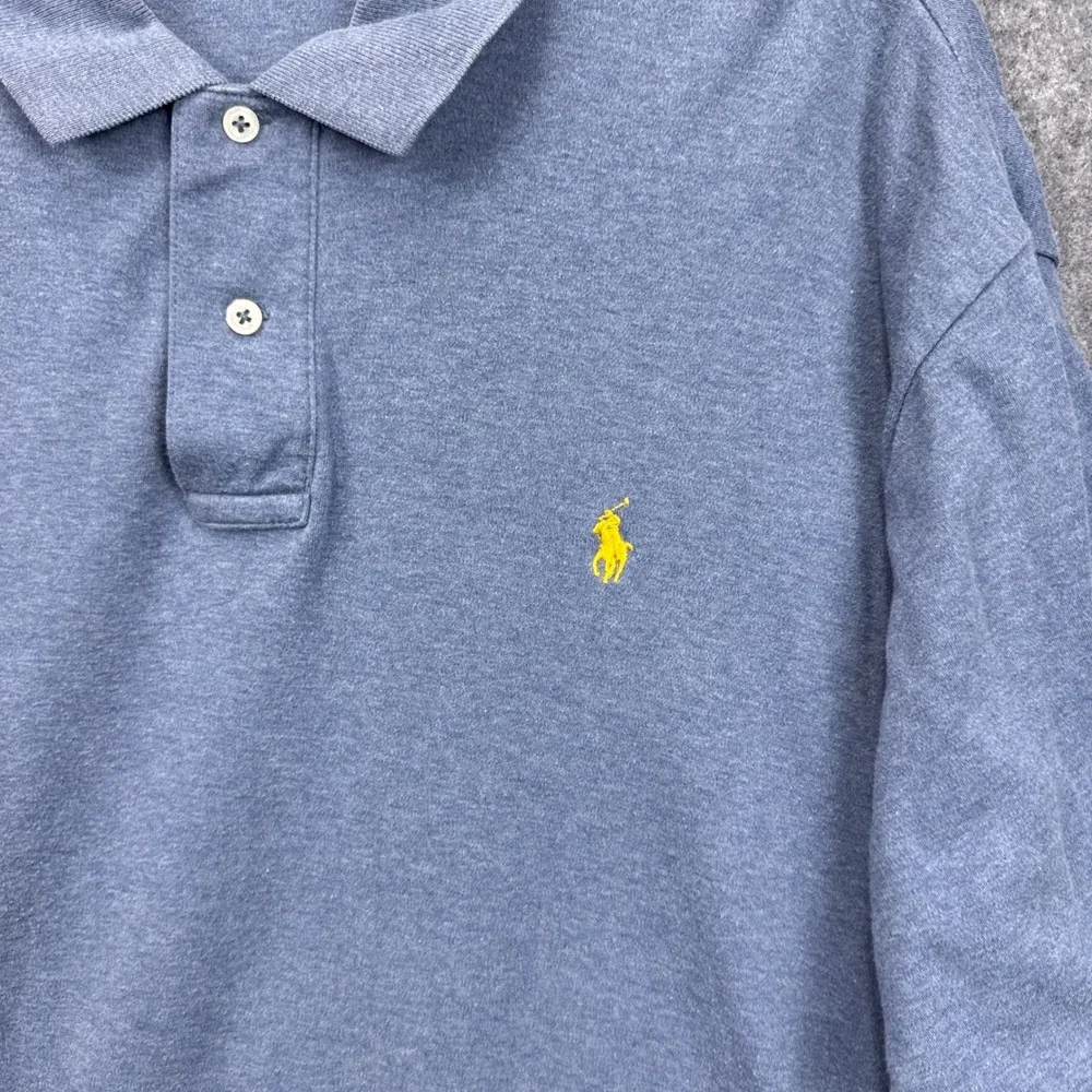 Polo Ralph Lauren Mens XXL Heather Blue Short Sleeve‎ Yellow Pony Polo Shirt